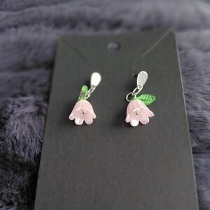 Pink Flower Drop Earrings
